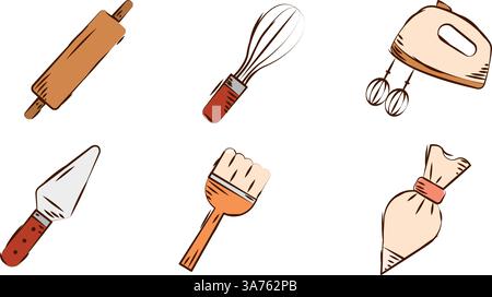 Küchenbackwerkzeuge-Paket. Vektor Stock Vektor