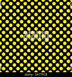 Schöne nahtlose Vektor gelbe Polka Dots Muster auf schwarzem Hintergrund, Tapete, Textur, Web, Blog, Druck- oder Grafikdesign. Stock Vektor