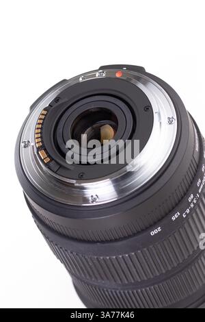 Detaillierte Abbildung zeigt das komplizierte Design einer professionellen Objektivhalterung. Perfekt für Anwendungen in der Fotografie, Technologiediskussionen, A Stockfoto