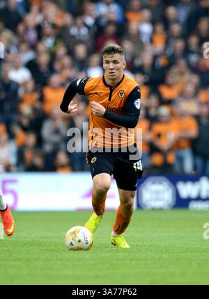 Lee Evans von Wolverhampton Wanderers. Fußball-Sky Bet Championship Wolverhampton Wanderers gegen Bolton Wanderers Stockfoto