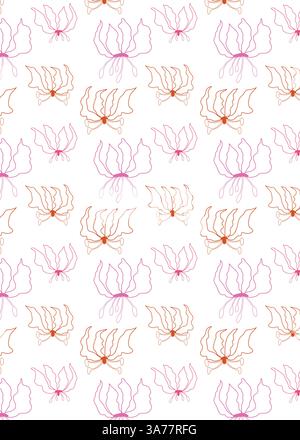 Nahtloses Muster mit exotischer Flammenlilie. Tropisches Blumenmuster mit eleganten botanischen Blumen im Linienstil. Vektorabbildung Stock Vektor