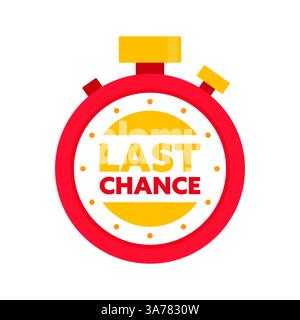 Letztes Werbezeichen. Countdown für den Wecker. Promo-Etikett mit letzter Chance und begrenzter Zeit auf der Uhr. Abbildung des Vektormaterials Stock Vektor