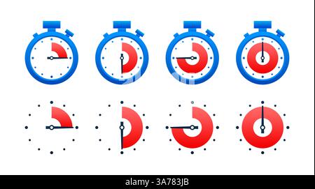 Timer, Uhr, Stoppuhr-Symbol. Symbol für Countdown-Timer. Abbildung des Vektormaterials Stock Vektor