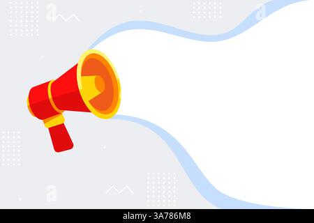 Megaphon mit Schallwellen auf einem modernen abstrakten Hintergrund mit subtilen Mustern Stock Vektor