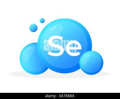 Mineralien Selen SE und Vitamin für die Gesundheit. Chemisches Element des Periodensystems Stock Vektor