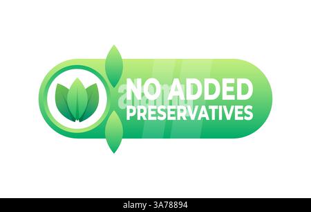 Saubere Ernährung ohne Zusatz von Konservierungsmitteln Badge und Blatt-Symbol für gesundheitsorientierte Lebensmittel Stock Vektor