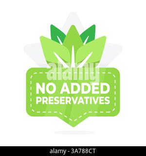 Saubere Ernährung ohne Zusatz von Konservierungsmitteln Badge und Blatt-Symbol für gesundheitsorientierte Lebensmittel Stock Vektor
