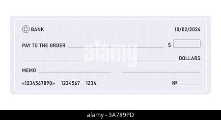 Leere Vorlage für die Bankscheck. Zahlungscoupon in Währung. Vektorabbildung Stock Vektor