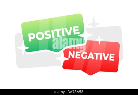 Positive und negative Beschriftung, Häkchen. Vektorabbildung Stock Vektor