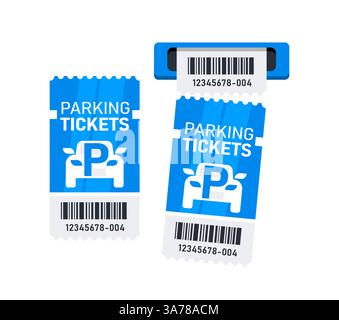 Parkschein, Belegvorlage. Papierbeleg vom Kartenautomaten. Parkzone. Zahlungsstation. Vektorabbildung Stock Vektor