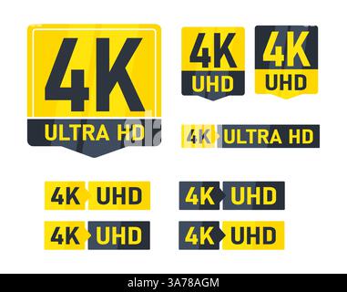 Symbol für 4K UHD-Auflösung für Web. HD-Monitorauflösung Standard. Vektorabbildung Stock Vektor