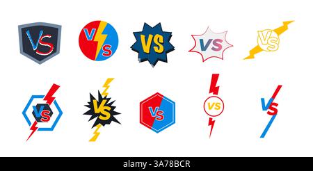 Sammlung von „versus Battle“-Symbolen. Vektorabbildung Stock Vektor