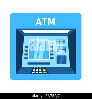 Geldautomat mit aktuellem Betrieb. Vektorabbildung Stock Vektor