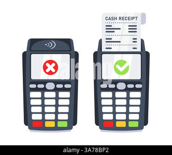 POS-Terminal, Zahlungsgerät. Kabelloses Kontaktloses Terminal. Vektorabbildung Stock Vektor