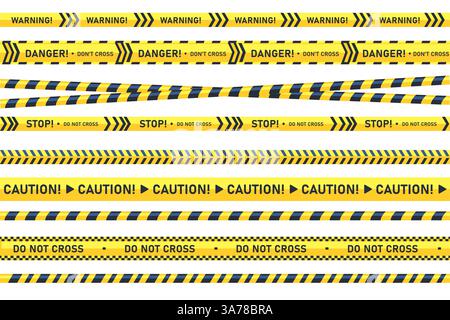 Vorsicht bei der Polizei. Crime Line Tape. Gefahrenbereich oder Tatortbereich. Vektorabbildung Stock Vektor