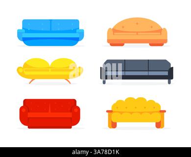 Bequemes Sofa. Innenmöbel. Wohnzimmermöbel Stock Vektor