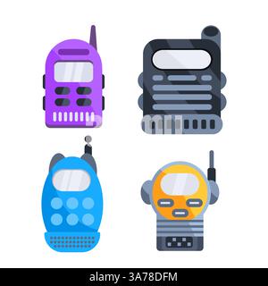 Walkie-Talkie-Set. Tragbares Funkgerät. Tragbarer Transceiver Stock Vektor