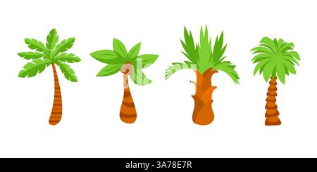 Tropische Palme. Tropische Kokospalmen auf weißem Hintergrund. Stock Vektor