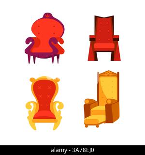 Königliche Throne, exquisites Set. Passend Für Könige Und Königinnen. Weiche, bequeme Stühle Stock Vektor