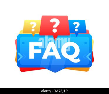 FAQ-Banner mit Fragezeichen mit häufig gestellten Fragen zu Ihrem Unternehmen Stock Vektor