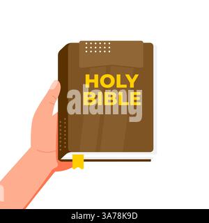Hand hält heilige Bibel religiöse Konzept Illustration Stock Vektor
