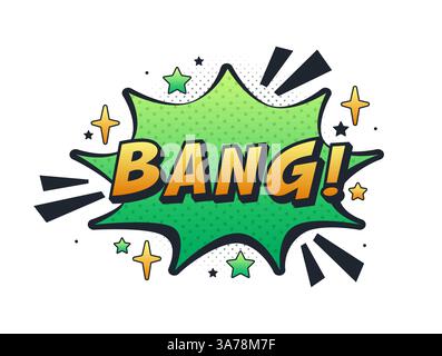 Grüne Comic-Explosion, in der es heißt, mit Sternen zu knallen Stock Vektor