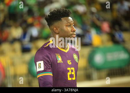 YAOUNDE, KAMERUN - 24. MÄRZ: André Onana beim Qualifikationsspiel zur FIFA-Weltmeisterschaft der Männer zwischen Kamerun und Libyen im Amadou Ahidjo-Stadion auf M Stockfoto