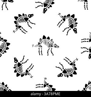 Stegosaurus Dinosaurier Skelett Nahtloses Muster Wiederholendes Hintergrunddesign Stock Vektor