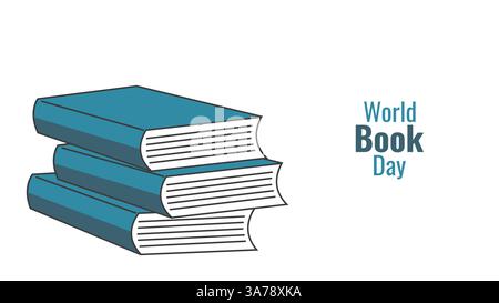 International Book Day Alphabetisierungstag Leserziehung. Bücher gestapelt. Pädagogisches Layout Design von Werbematerialien für soziale Netzwerke und Blogs auf Websites. Vektorabbildung. Stock Vektor