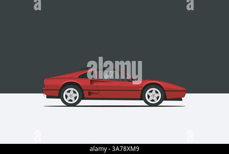 Italien, 1987: Ferrari 328 GTS Turbo. Vektorabbildung Stock Vektor