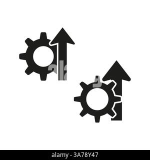 Symbol „Gang nach oben“. Aufsteigendes Pfeilsymbol. Vektorverbesserungskonzept. Einfache mechanische Form. Stock Vektor