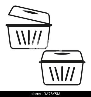 Warenkorb-Symbol. Symbol für Einzelhandelsbehälter. Abbildung mit schwarzer Linie. Vektorbild. Stock Vektor