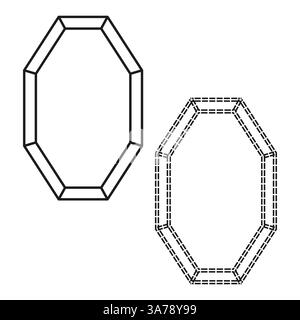 Achteckiger Rahmensatz. Geometrisches Begrenzungssymbol. Kollektion mit eckiger Form. Vektorkontur, Abbildung. Stock Vektor