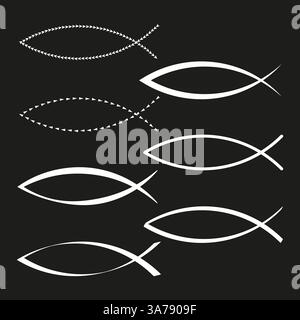 Christlicher Fisch. Religiöser Ichthys-Vektor. Minimales Jesus-Symbol. Schwarzes Faith-Design. Stock Vektor