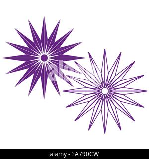Violettes Sternmuster. Symmetrische Stachelformen. Abstrakte scharfe Elemente. Vektorgrafik. Stock Vektor