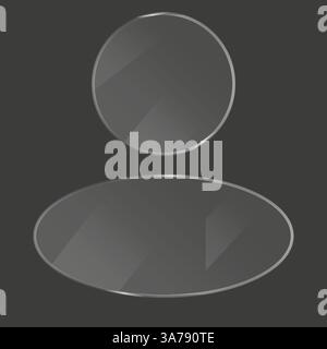 Dunkler Schwarzweißhintergrund. Kreis über Ellipse. Transparentes Glas. Geometrische Vektordarstellung. Stock Vektor