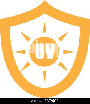 UV-Schutz. Symbol „Sonne“. Gefahrensymbol. UV-Strahlung. Vektorgrafik. Stock Vektor