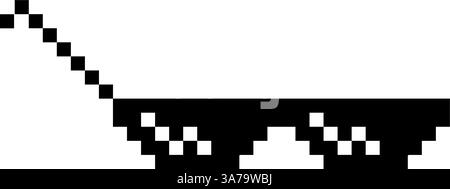 Lustige Pixelige Sonnenbrille. Einfache lineare Abbildung einer 8-Bit-Boss-Brille mit schwarzem Pixel. Stilvolle Brille, großartiges Design für jeden Zweck – isoliert auf Stock Vektor