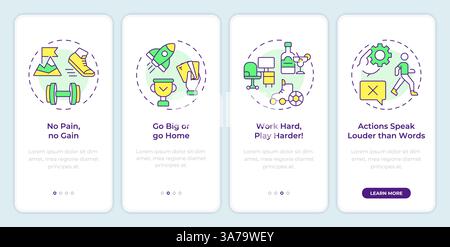 Motivationsunterricht Onboarding-Bildschirm für mobile Apps Stock Vektor