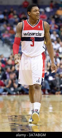 16. März 2013: Washington, DC, USA - Washington Wizards Shooting Guard Bradley Beal (3) während der zweiten Hälfte des Spiels gegen die Phoenix Suns, gespielt im Verizon Center in Washington, D.C., Samstag, 16. März 2013. (Bild: © Harry E. Walker/MCT/ZUMAPRESS.com) Stockfoto