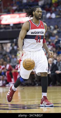 16. März 2013: Washington, DC, USA - Washington Wizards Center Nene (42) während der zweiten Hälfte des Spiels gegen die Phoenix Suns, gespielt im Verizon Center in Washington, D.C. am Samstag, 16. März 2013. (Bild: © Harry E. Walker/MCT/ZUMAPRESS.com) Stockfoto