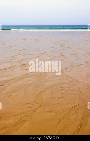 Blick auf den Horizont vom Sandstrand Stockfoto