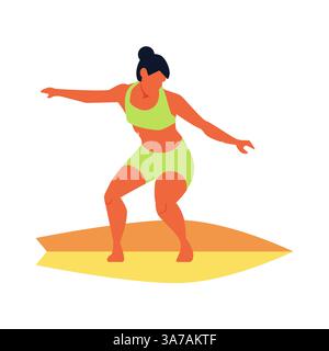 Weibliche Surferin – modernes, flaches Design, einzelnes Bild Stock Vektor