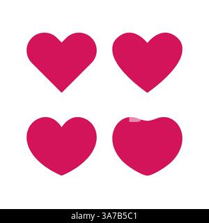 Set aus flachen Herzen, kreativ geformten Symbolen. Clip-Art-Kollektion. Kastanienbraune Farbe. Niedliche Hochzeitsrahmen. Grafische Elemente für Feiertage. Kreativer bearbeitbarer Inhalt Stock Vektor