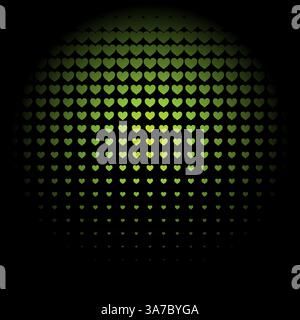 Abstrakter Radius grüne Herzen dunkler Hintergrund Stock Vektor