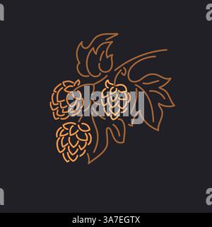 Symbol „Hop liRear“. Vektorkunstwerk. Grafischer Kegel, Blätter isoliert. Schild für Bar, Pub im Vintage-Stil Stock Vektor