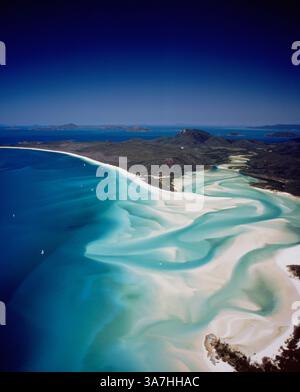 Australien. Queensland. Whitsunday-Inseln. Blick aus der Vogelperspektive auf Whitehaven Beach. Stockfoto
