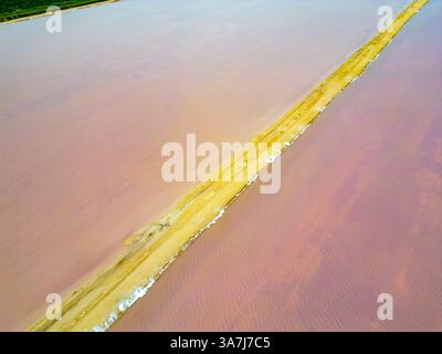 las coloradas Pink salines Drohne aus der Vogelperspektive yucatan mexiko Stockfoto