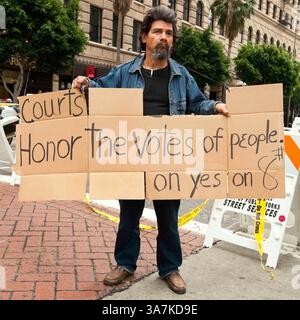 01. Januar 2009 – Los Angeles, Kalifornien, USA – Demonstrator bei einer Protestkundgebung im Stadtzentrum von Los Angeles, Kalifornien. (Bild: © Daniel Mirer/ZUMAPRESS.com) Stockfoto