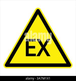 Gelbes dreieckiges Warnschild, das auf das Vorhandensein einer explosionsfähigen Atmosphäre hinweist und auf eine potenzielle Gefahr und die Notwendigkeit der Vorsicht hinweist Stock Vektor